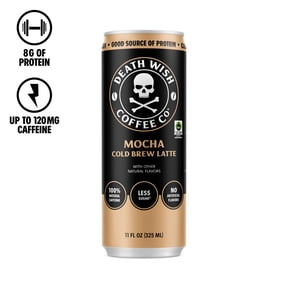 Death Wish Coffee Co., Mocha Cold Brew Latte, 100% Fair Trade Coffee, Natural Flavors, 11 fl oz Can