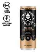 Death Wish Coffee Co., Premium Mocha Latte, 100% Colombian Cold Brew Fair Trade  Coffee, 11 fl oz Can