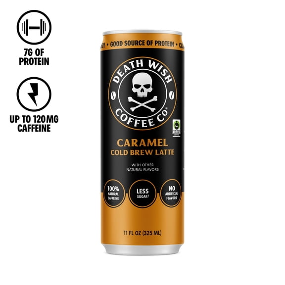 Death Wish Coffee Co., Classic Cold Brew Latte, 100% Fair Trade Coffee, Natural Flavors, 11 fl oz Can