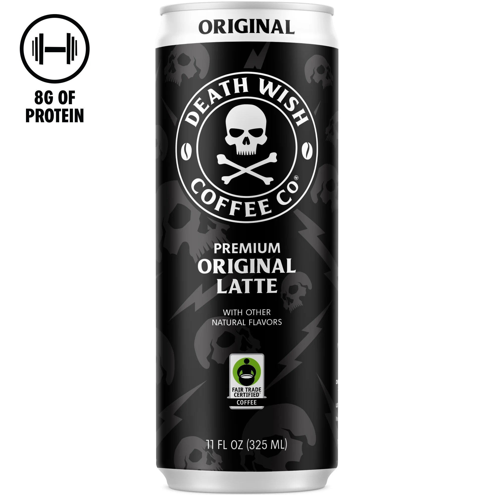 Death Wish Coffee Co., Premium Original Latte, 100% Colombian Cold Brew Fair Trade™ Coffee, 11 fl oz Can