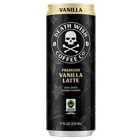 Death Wish Coffee Co., Premium Vanilla Latte, 100% Colombian Cold Brew Fair Trade™ Coffee, 11 Fl oz Can
