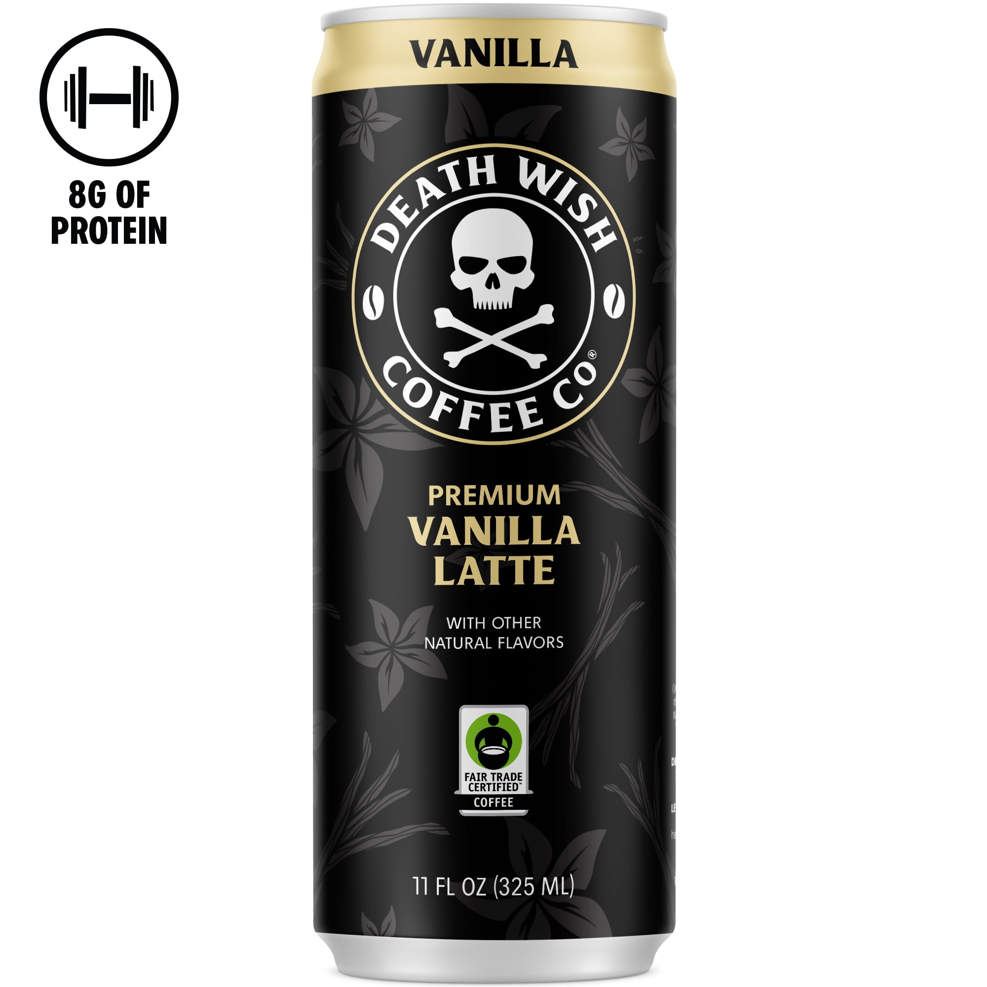 Death Wish Coffee Co., Premium Vanilla Latte, 100% Colombian Cold Brew Fair Trade Coffee, 11 fl oz Can