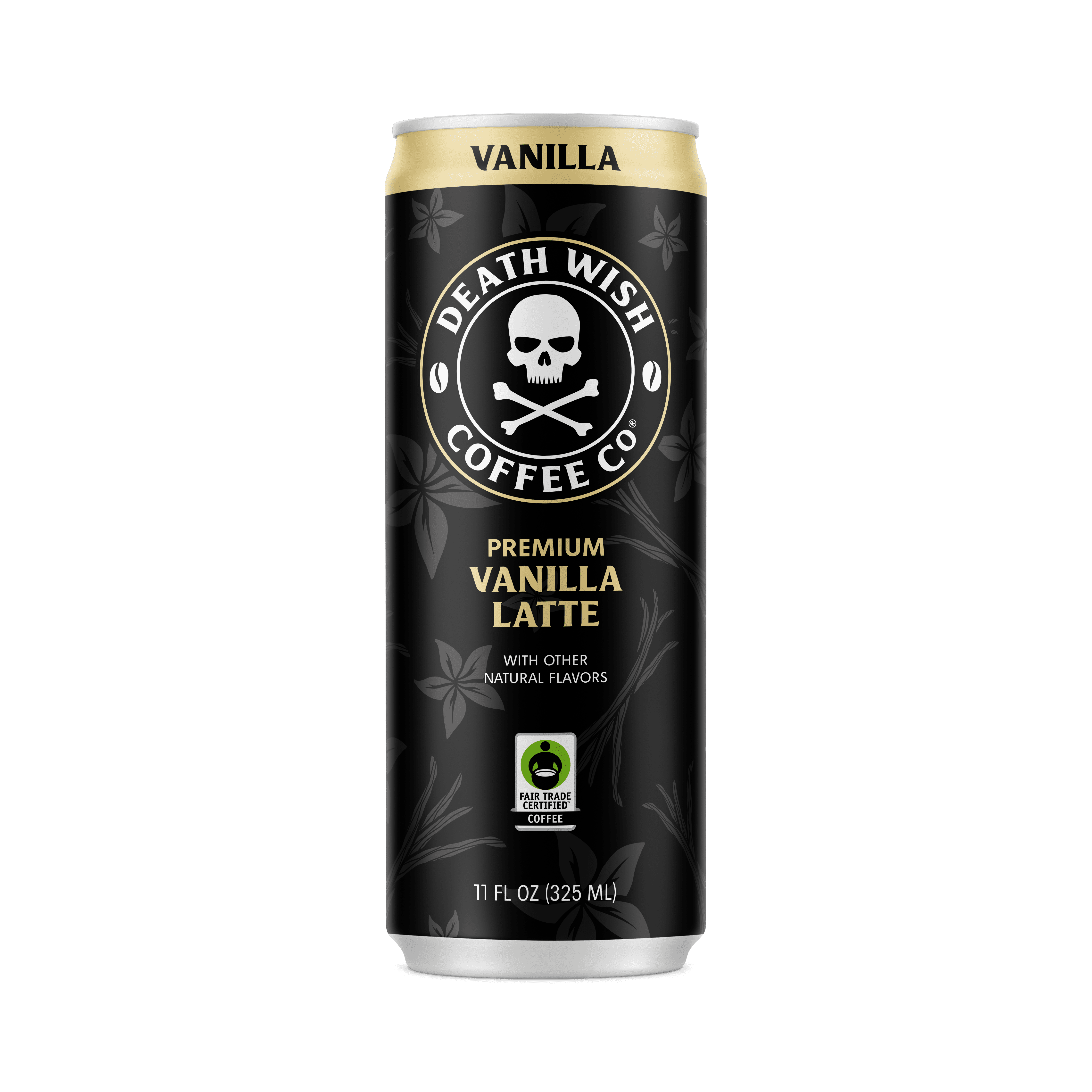 Death Wish Coffee Co., Premium Vanilla Latte, 100% Colombian Cold Brew Fair Trade Coffee, 11oz Can