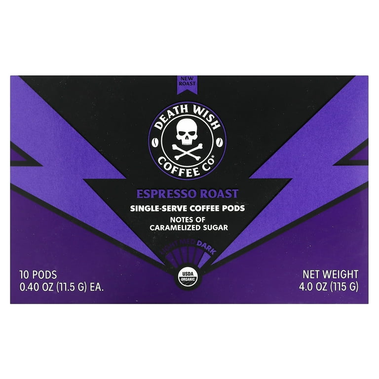 Espresso Roast Dark 10 Single Serve Coffee Pods 0.40 oz 11.5 g Each Death Wish Coffee Walmart