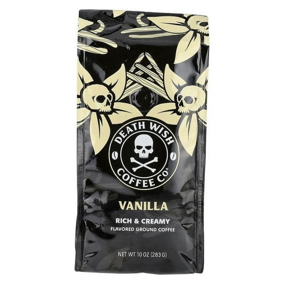 Death Wish Coffee, Flavored Ground Coffee, Vanilla, 10 oz (283 g) Pack of 2