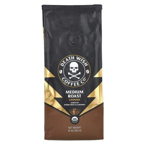 Death Wish Coffee, Ground, Medium Roast, 10 oz (283 g) Pack of 2
