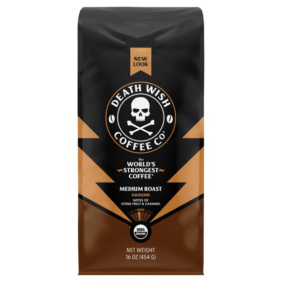 Death Wish Coffee Ground Medium Roast 16 oz (Pack of 6)