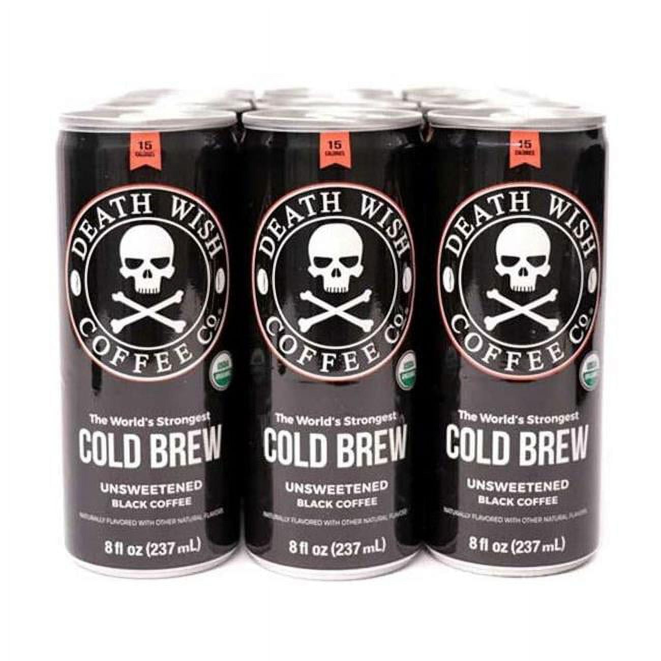 Death Wish Coffee Organic Unsweetened Black Iced Cold Brew, Bottled