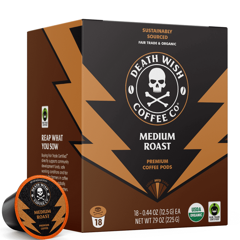 Death Wish Coffee, Organic and Fair Trade, Medium Roast, Single