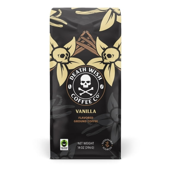 Death Wish Coffee Vanilla Ground Coffee, Fair Trade, 14oz