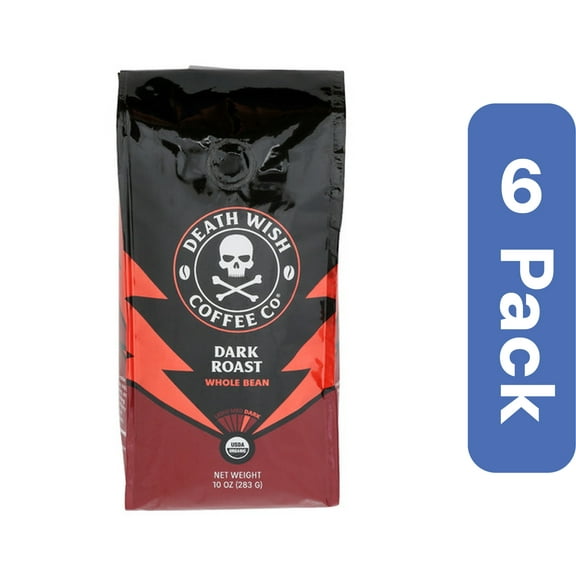 Death Wish Coffee Whole Bean Dark Roast 10 oz (Pack Of 6)