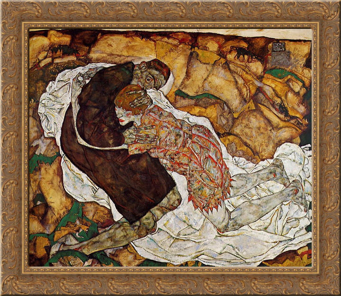 Death and the Maiden 24x20 Gold Ornate Wood Framed Canvas Art by Egon ...