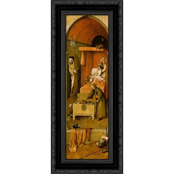 Death and the Miser 13x24 Black Ornate Wood Framed Canvas Art by Bosch, Hieronymus