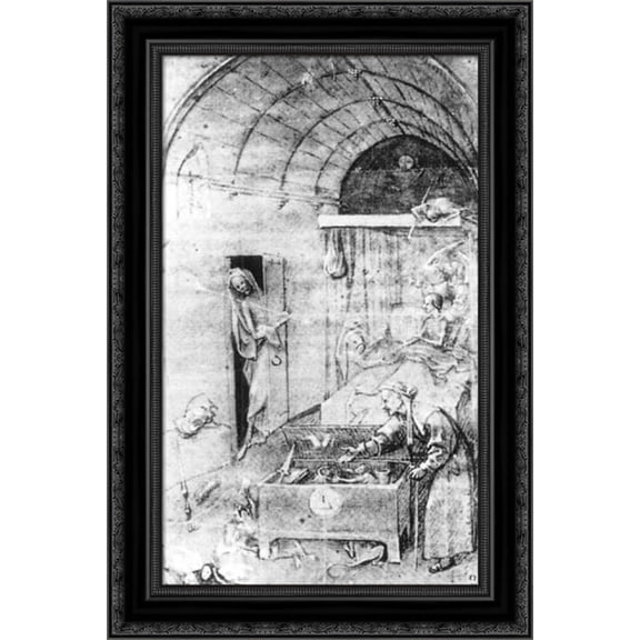 Death and the Miser 17x24 Black Ornate Wood Framed Canvas Art by Bosch, Hieronymus
