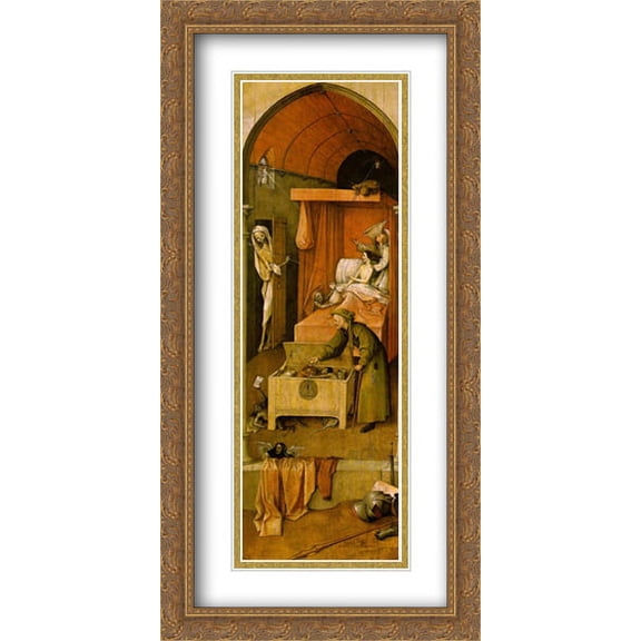 Death and the Miser 2x Matted 20x40 Large Gold Ornate Framed Art Print by Bosch, Hieronymus
