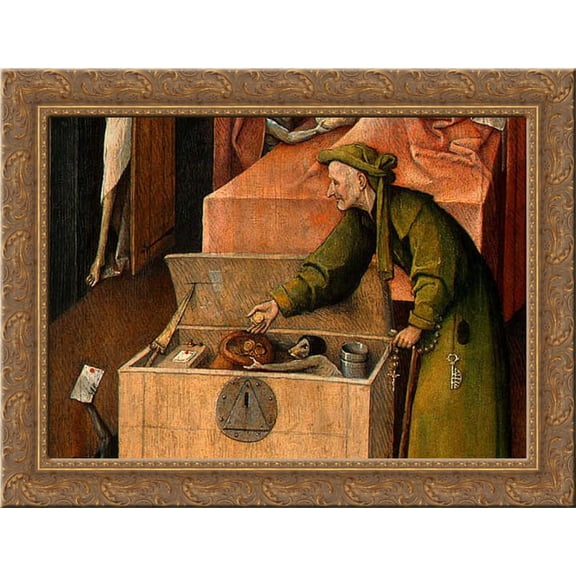 Death and the Miser (detail) 24x20 Gold Ornate Wood Framed Canvas Art by Bosch, Hieronymus
