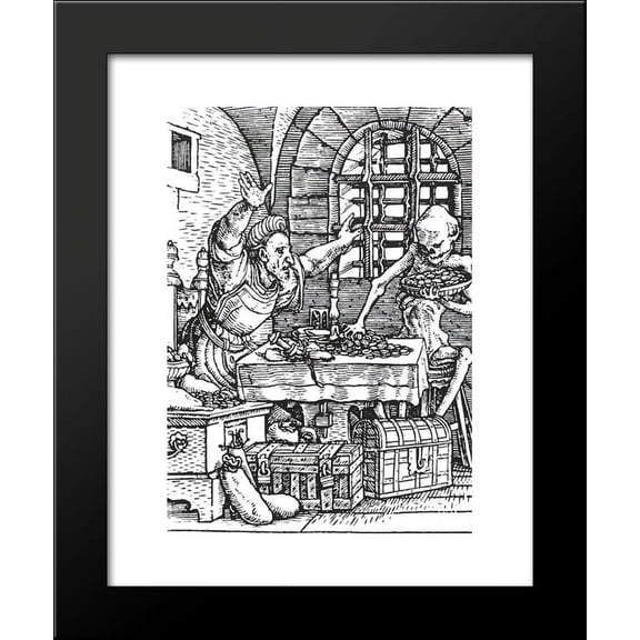 Death and the Miser, from The Dance of Death 20x24 Framed Art Print by Hans Holbein the Younger