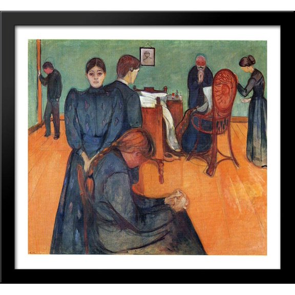 Death in the sickroom 30x28 Large Black Wood Framed Print Art by Edvard Munch