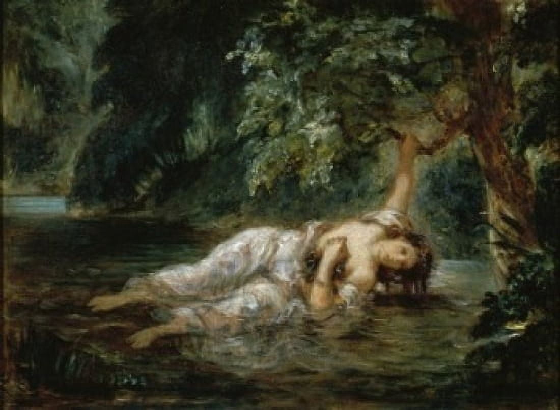 Death of Ophelia 1844 Eugene Delacroix (1798-1863French) Musee du Louvre Paris Canvas Art - Eugene Delacroix (24 x 36)