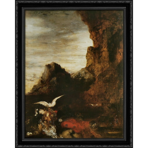 Death of Sappho 28x36 Large Black Ornate Wood Framed Canvas Art by Gustave Moreau