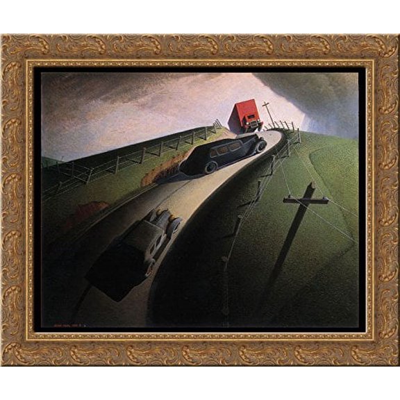 Death on the Ridge Road 24x20 Gold Ornate Wood Framed Canvas Art by Grant Wood