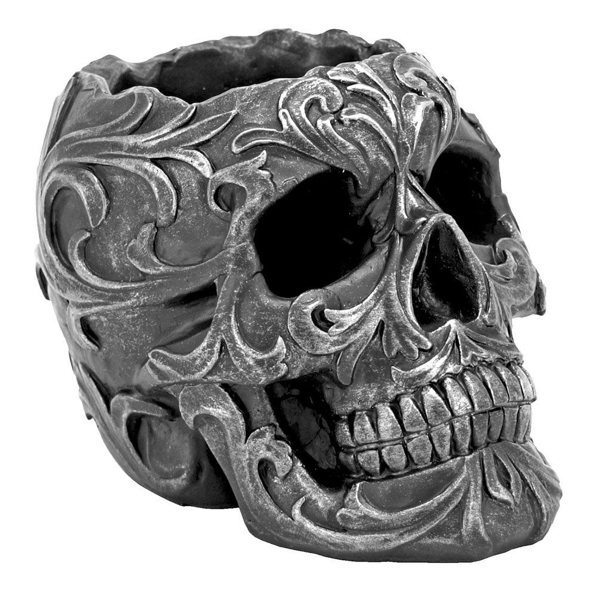 DWK Skull Victorian Gothic Shaped Decorative Pen and Pencil Holder Organizer for Home Decor Office Desk Supplies and Accessories