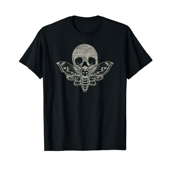 Death's Head Moth Design Distressed Skull, Halloween T-Shirt