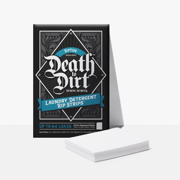 Death to Dirt Laundry Detergent Sheets in Riptide Ocean Scent, 32ct pack