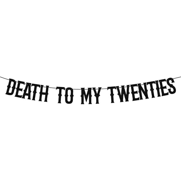 Death to My 20s Banner Black Glitter, Happy 30th Birthday Banner, Rip 20s Birthday Decorations, Death to My Youth 30th Birthday Decorations