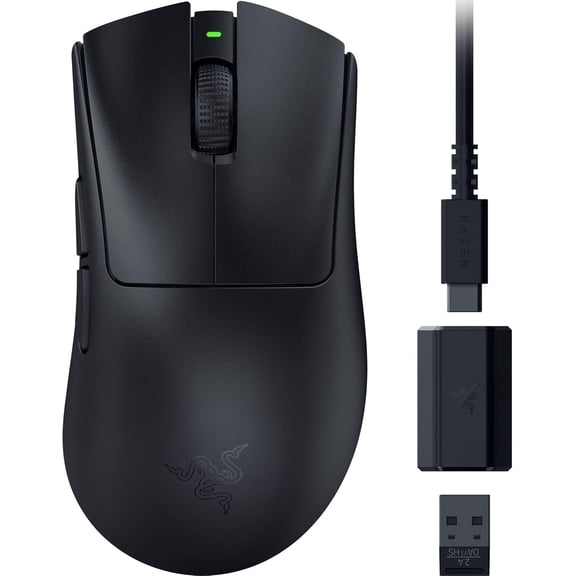 DeathAdder V3 HyperSpeed Wireless Gaming Mouse: 55g Lightweight - USB C Charging - Up to 100 Hr Battery - Advanced 26K Optical Sensor - Gen-3 Optical Switches - 8 Programmable Controls - Black