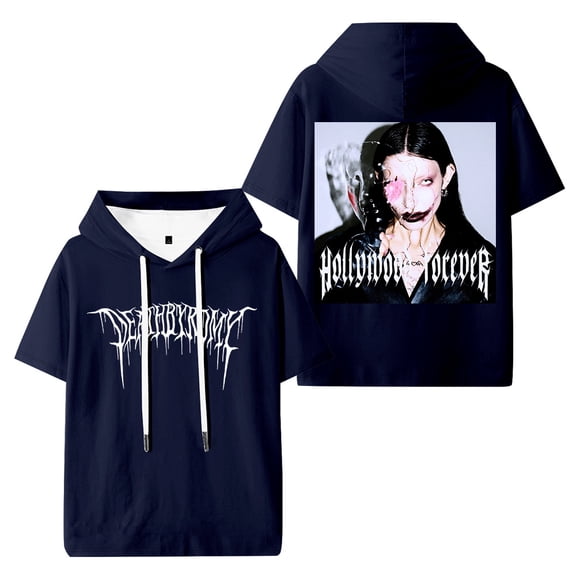 DeathbyRomy 2025 Tour Hooded Tshirt Fashion Hoody Short Sleeve Casual Pullover Tee