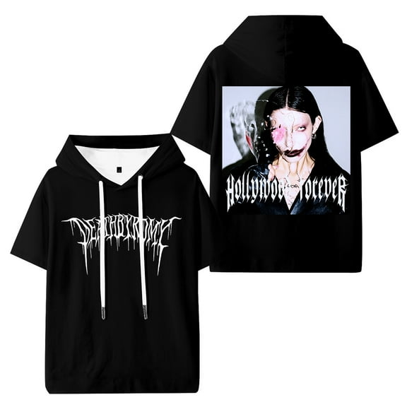 DeathbyRomy 2025 Tour Hooded Tshirt Fashion Hoody Short Sleeve Casual Pullover Tee
