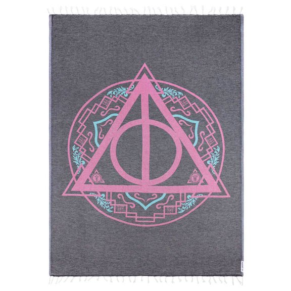 Sand Cloud x Harry Potter, Turkish Beach Towel - Sand Resistant - 100% Organic Turkish Cotton Yarn - Quick Dry Towel for Beach, Picnic Blanket or Throw - As Seen on Shark Tank - Deathly Hallows