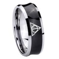 thumbnail image 1 of Deathly Hallows 8MM Concave Black Tungsten Men Ring, 1 of 2