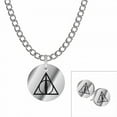 thumbnail image 1 of Deathly Hallows Necklace and Earring Set Harry Potter Gift Jewelry, 1 of 3