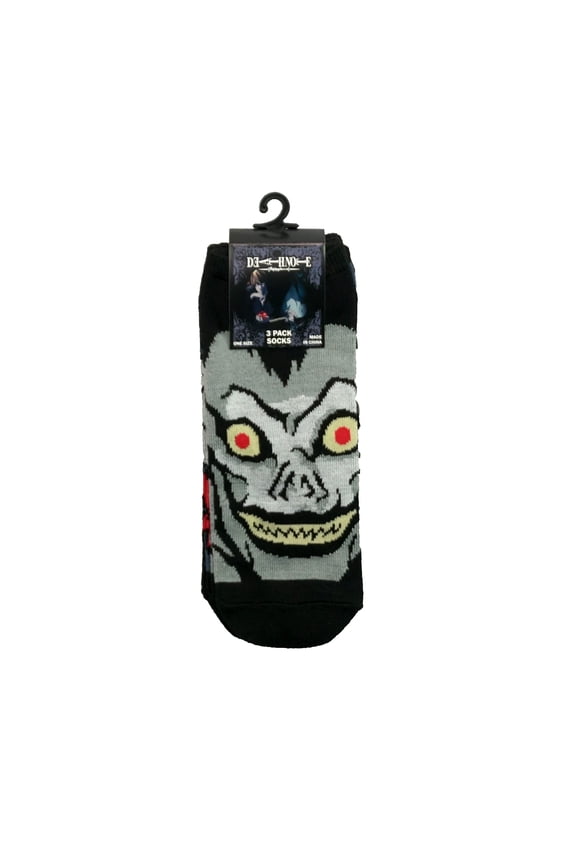Deathnote Mens 3 Pack Crew Socks -Ryuk Sock Styles