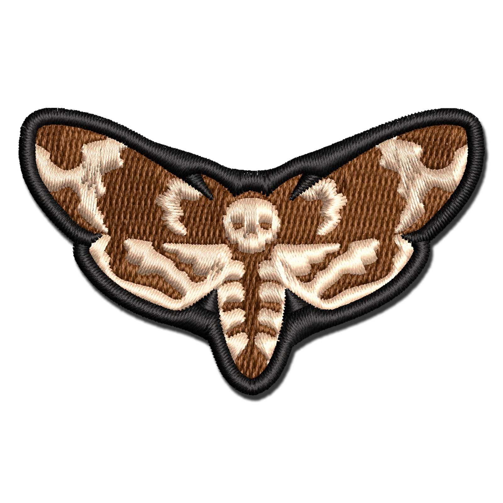 Acxico 2-Piece Black & White Moth Skull Patch | Iron-On Or Sew-On Death's Head Design | Gothic Embroidered Patches For Jackets, Bags