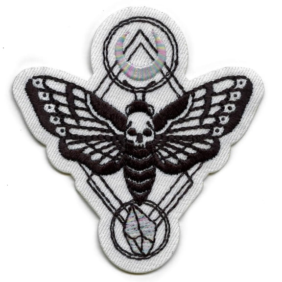 Deaths Head Moth Patch With Moon Crystal EXCLUSIVE Embroidered Iron On