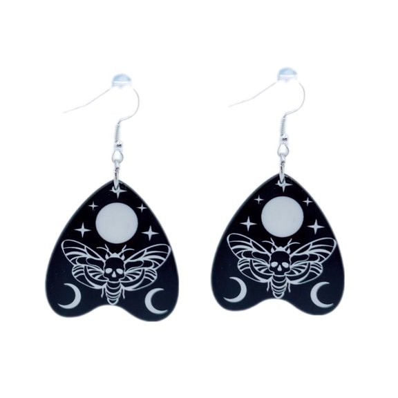 Deaths head moth Ouija Board Style Earrings with stainless steel hook