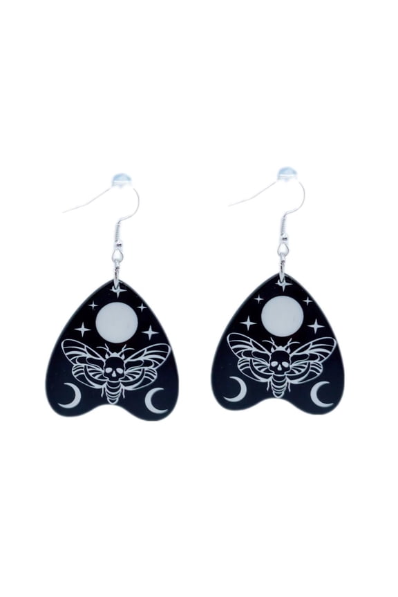 Deaths head moth Ouija Board Style Earrings with stainless steel hook