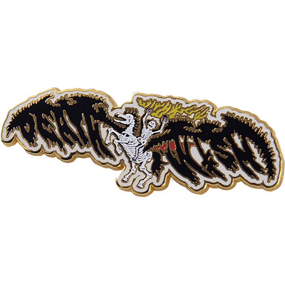Deathwish Skeleton Horse Rider Lapel Pin 2.3"