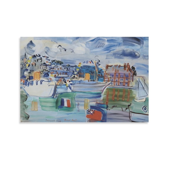 Deauville 1938 Raoul Dufy Painter Poster Painting On Canvas Wall Art Poster Scroll Picture Print Living Room Walls Decor Home Posters 12x18inch(30x45cm)