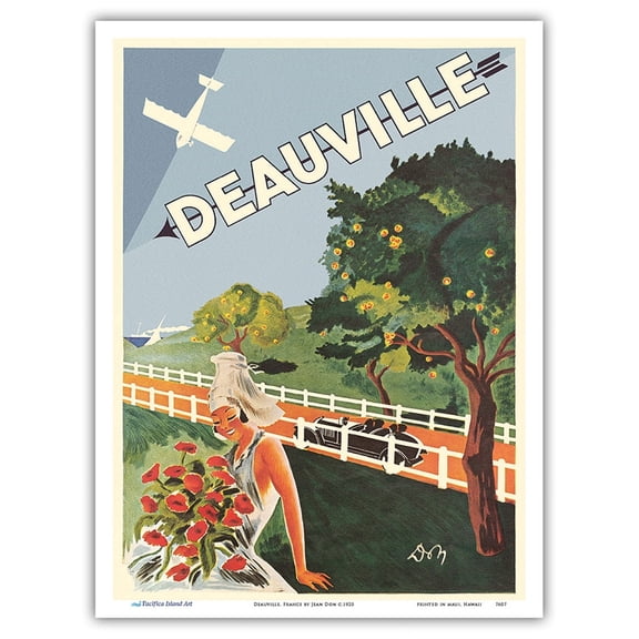 Deauville France - Queen of the Normandy Beaches - Vintage Travel Poster by Jean Don c.1925 - Master Art Print (Unframed) 9in x 12in