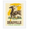 thumbnail image 1 of Deauville Polo Season - Normandy France - Vintage Travel Poster by Michel Jacquot c.1938 - Fine Art Rolled Canvas Print 16in x 20in, 1 of 4
