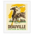 thumbnail image 1 of Deauville Saison De Polo (Polo Season) - Normandy France - Vintage Travel Poster by Michel Jacquot c.1938 - Fine Art Rolled Canvas Print 16in x 20in, 1 of 4