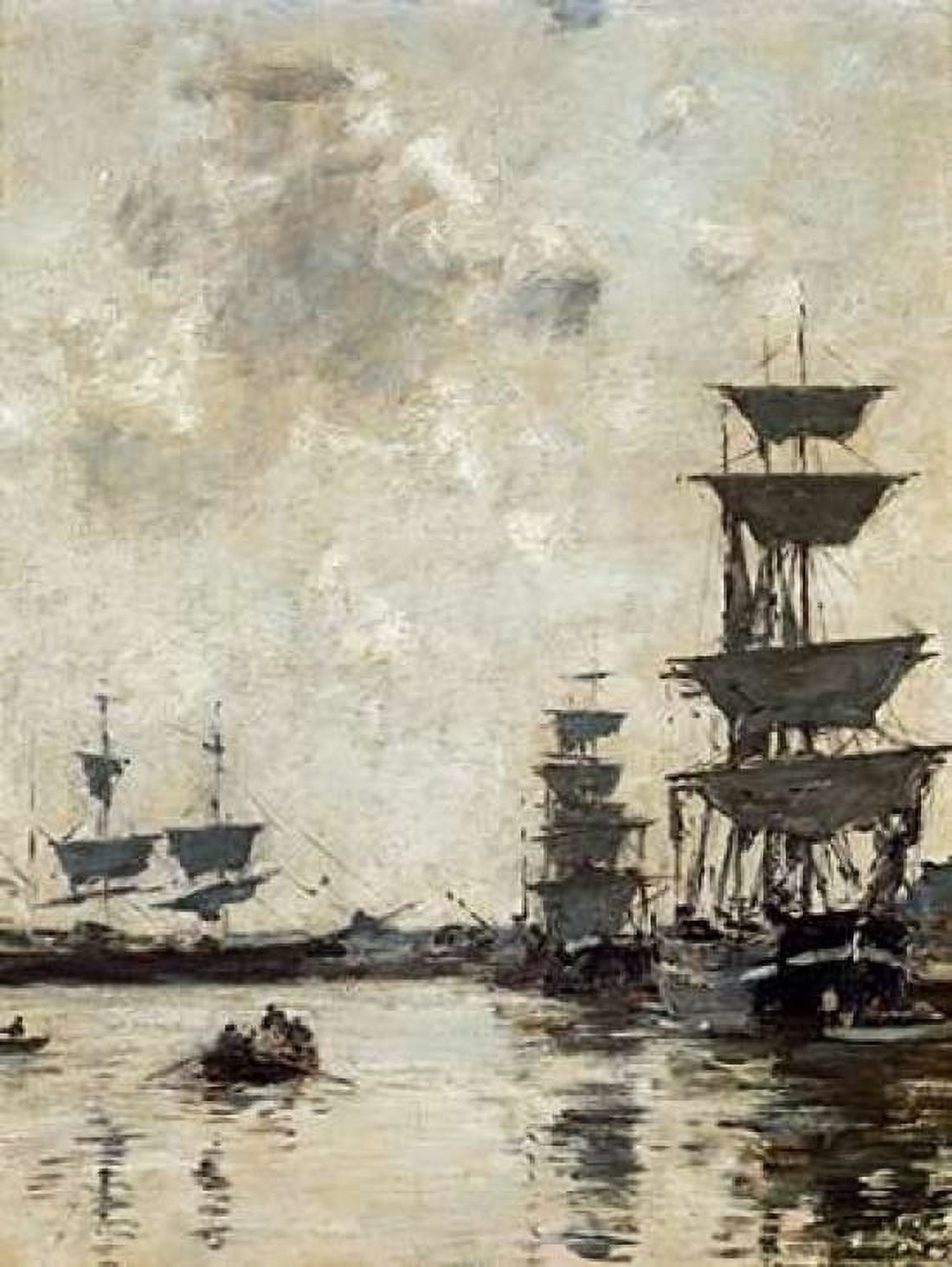 Deauville Schooners at Anchor Canvas Art - Eugene Boudin (18 x 24)