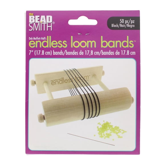 Deb Moffett-Halls Endless Loom Bands, 7 Inches Diameter, Pack of 50 Pieces, Black Color, Use with The Endless Loom