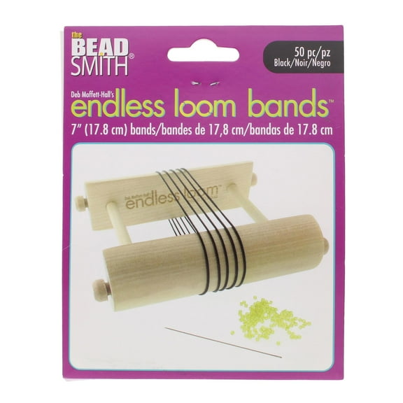Deb Moffett-Halls Endless Loom Bands, 7 Inches Diameter, Pack of 50 Pieces, Black Color, Use with The Endless Loom