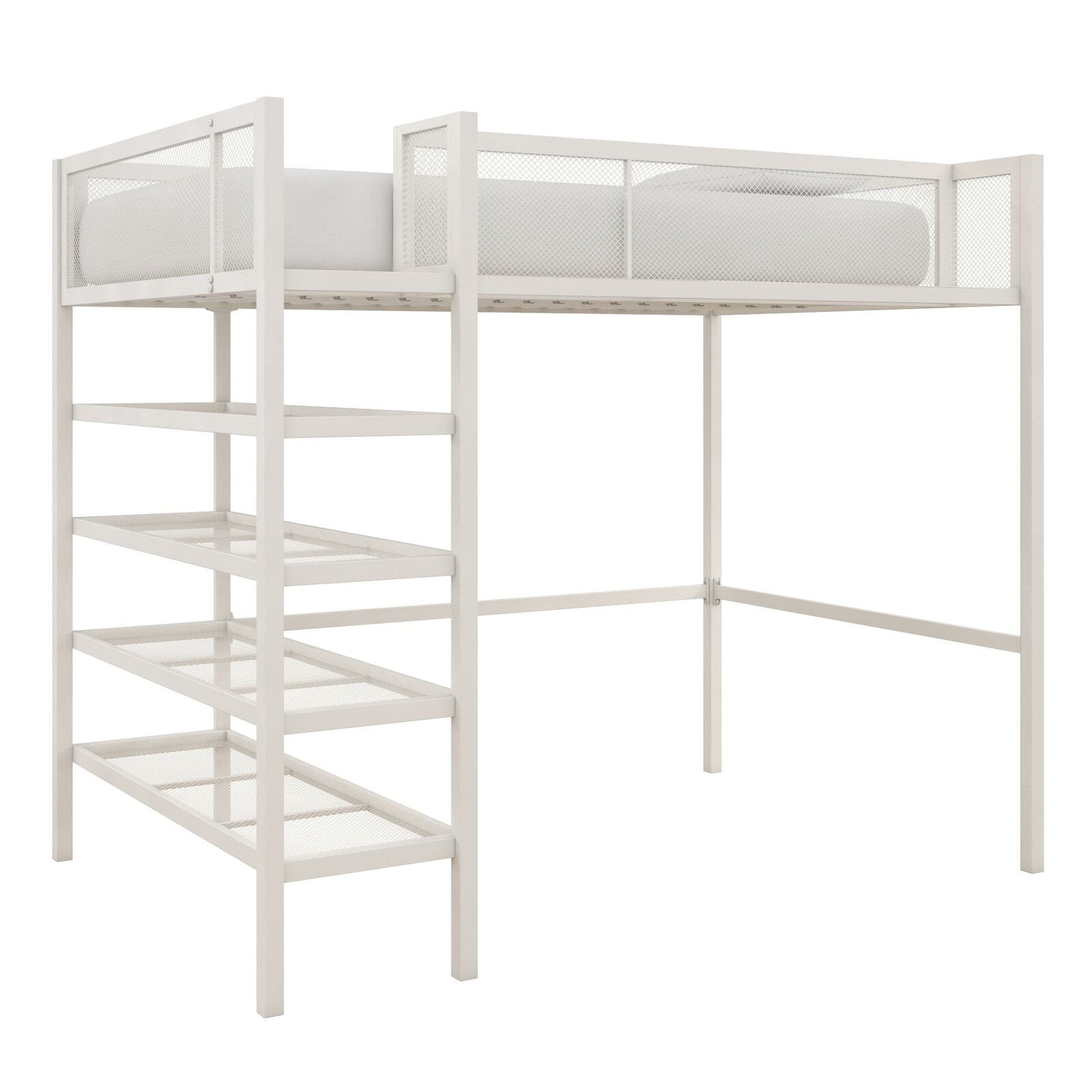 Debbi Twin Loft Bed with Bookcase Features Built In Ladder