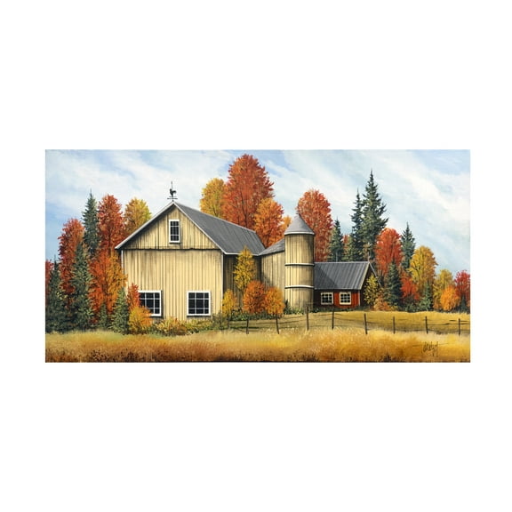 Trademark Fine Art Debbi Wetzel Yellow Barn Fall Canvas Wall Art - 24x47